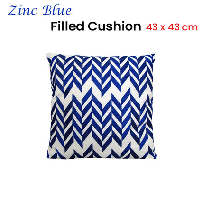 J.Elliot Home Zinc Embroidered Blue Filled Cushion 43 x 43 cm