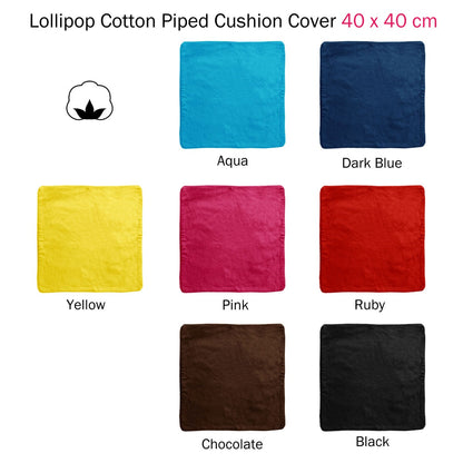 Lollipop Cotton Piped Square Cushion Cover 40 x 40 cm Chocolate