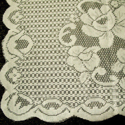 Floral Cream Set of 2 Polyester Lace Table Doilies 30 x 45 cm