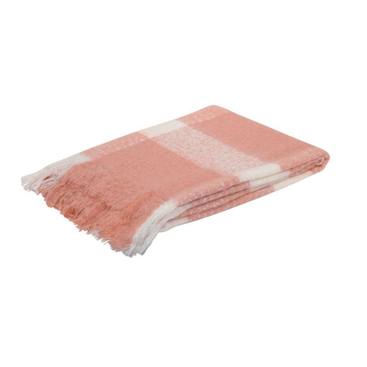 J.Elliot Home Wren Faux Mohair Throw Clay Pink/White