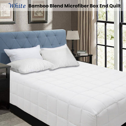 Shangri La Bamboo Blend Microfiber Box End Quilt White Double