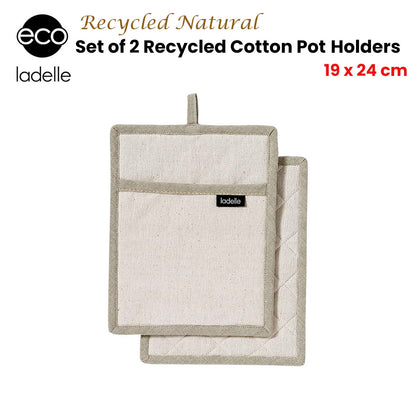 Ladelle Eco Recycled Natural Set of 2 Pot Holders 19 x 24 cm