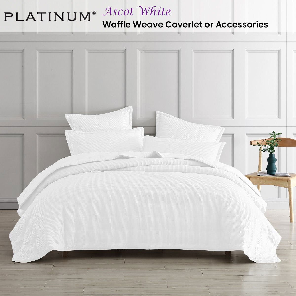 Platinum Collection Ascot White Textured Waffle Weave Coverlet Queen/King