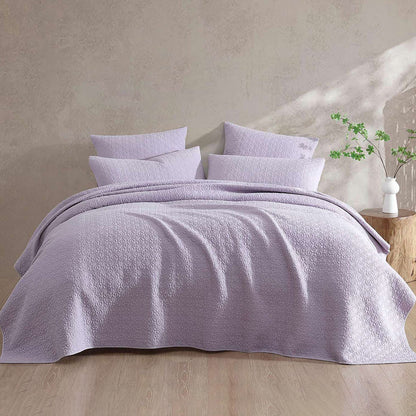 Platinum Collection Kayo Lilac Cotton Stone Wash Quilted Coverlet Queen/King