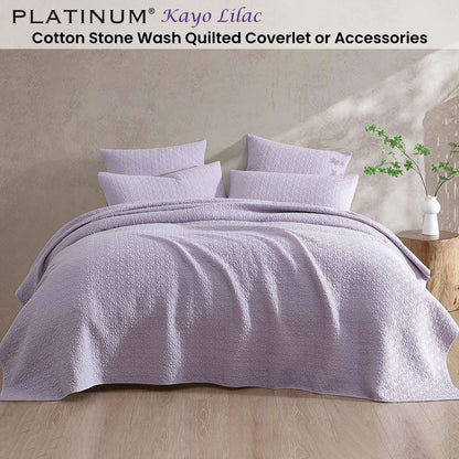 Platinum Collection Kayo Lilac Cotton Stone Wash Quilted Coverlet Queen/King