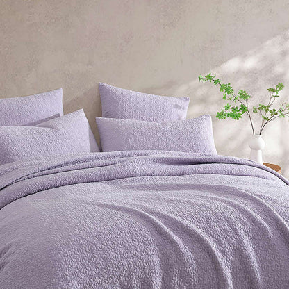 Platinum Collection Kayo Lilac Cotton Stone Wash Quilted Coverlet Queen/King