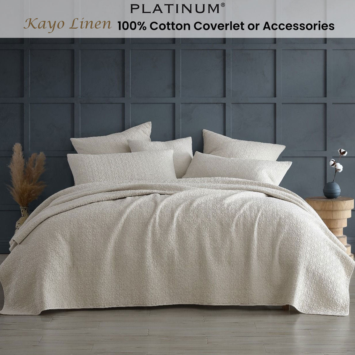 Platinum Collection Kayo Linen 100% Cotton Coverlet Queen/King