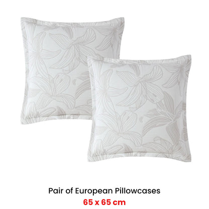 Platinum Collection Pair of Grace Dove Jacquard European Pillowcases 65 x 65cm