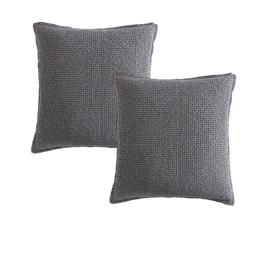 Private Collection Pair of Urban Charcoal 100% Cotton Waffle European Pillowcases