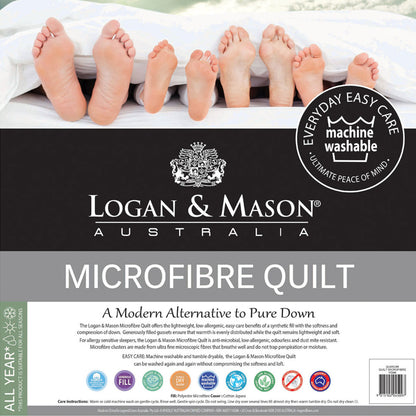 Logan and Mason 350GSM Microfiber Quilt with Cotton Cover Double