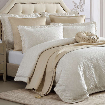 Davinci Athena Gold Woven Jacquard Chenille Quilt Cover Set Queen