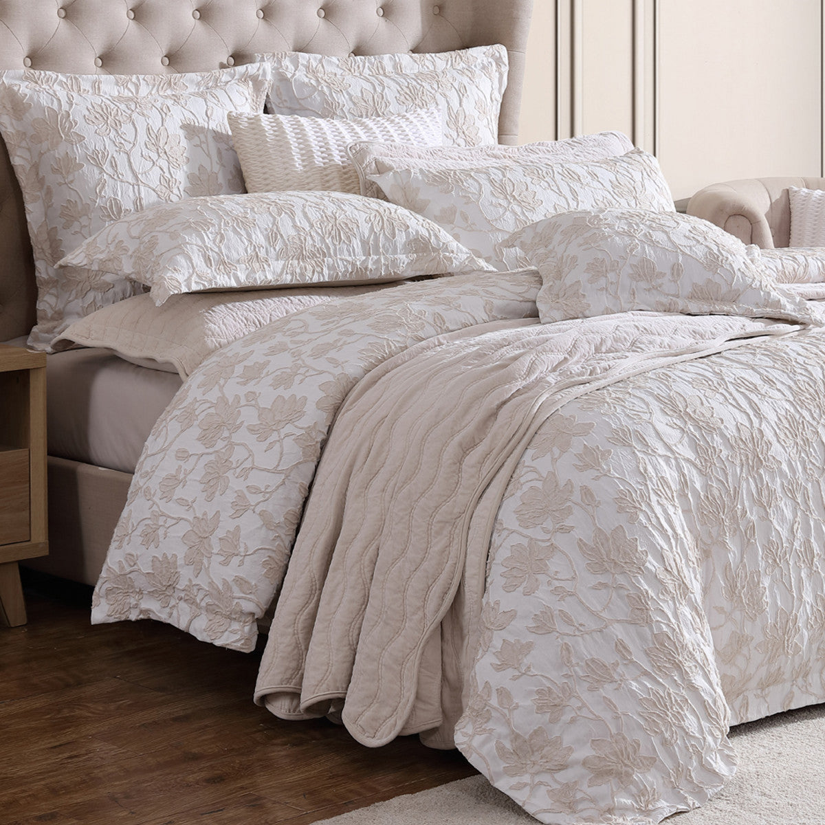 Private Collection Bloom Stone Quilt Cover Set Cotton Yarn Dyed Jacquard Queen