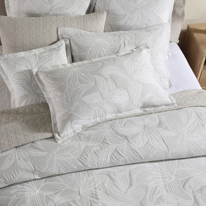 Platinum Collection Grace Dove Polyester Cotton Jacquard Quilt Cover Set Queen