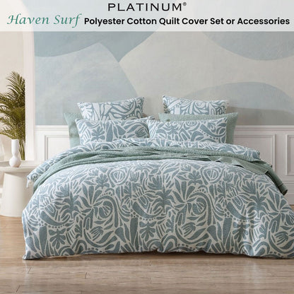 Platinum Collection Haven Surf Polyester Cotton Jacquard Quilt Cover Set Queen