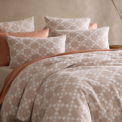 Platinum Collection Indi Stone Cotton Jacquard Quilt Cover Set Queen