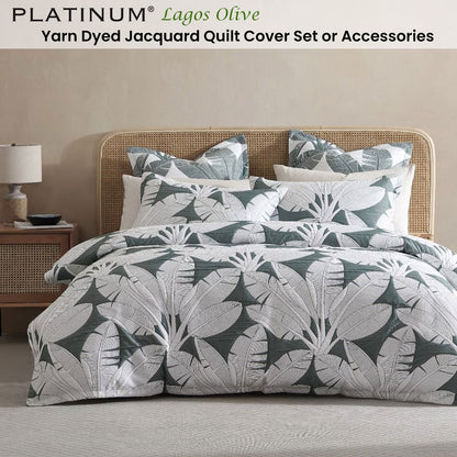 Platinum Collection Lagos Olive Yarn Dyed Jacquard Quilt Cover Set King