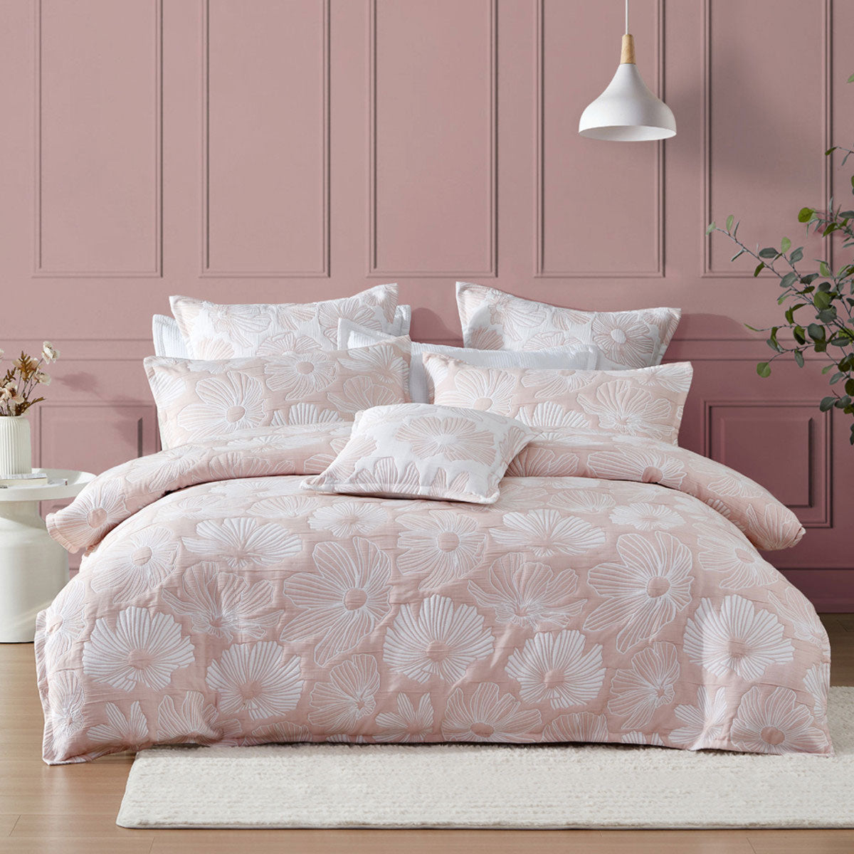 Platinum Collection Poppi Rose Cotton Polyester Jacquard Quilt Cover Set Super King