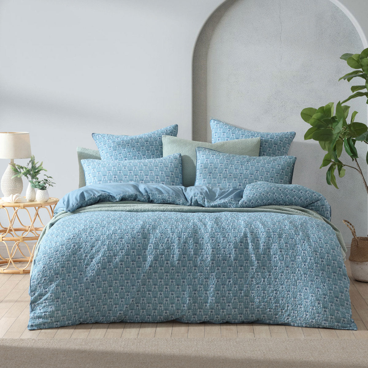 Platinum Collection Santa Fe Teal Cotton Jacquard Quilt Cover Set King