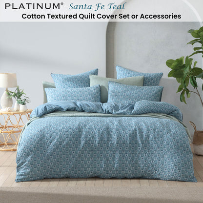 Platinum Collection Santa Fe Teal Cotton Jacquard Quilt Cover Set Super King