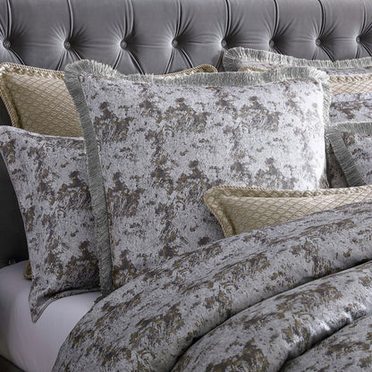 Davinci Trieste Silver Yarn-dyed Metallic Jacquard Quilt Cover Set Super King