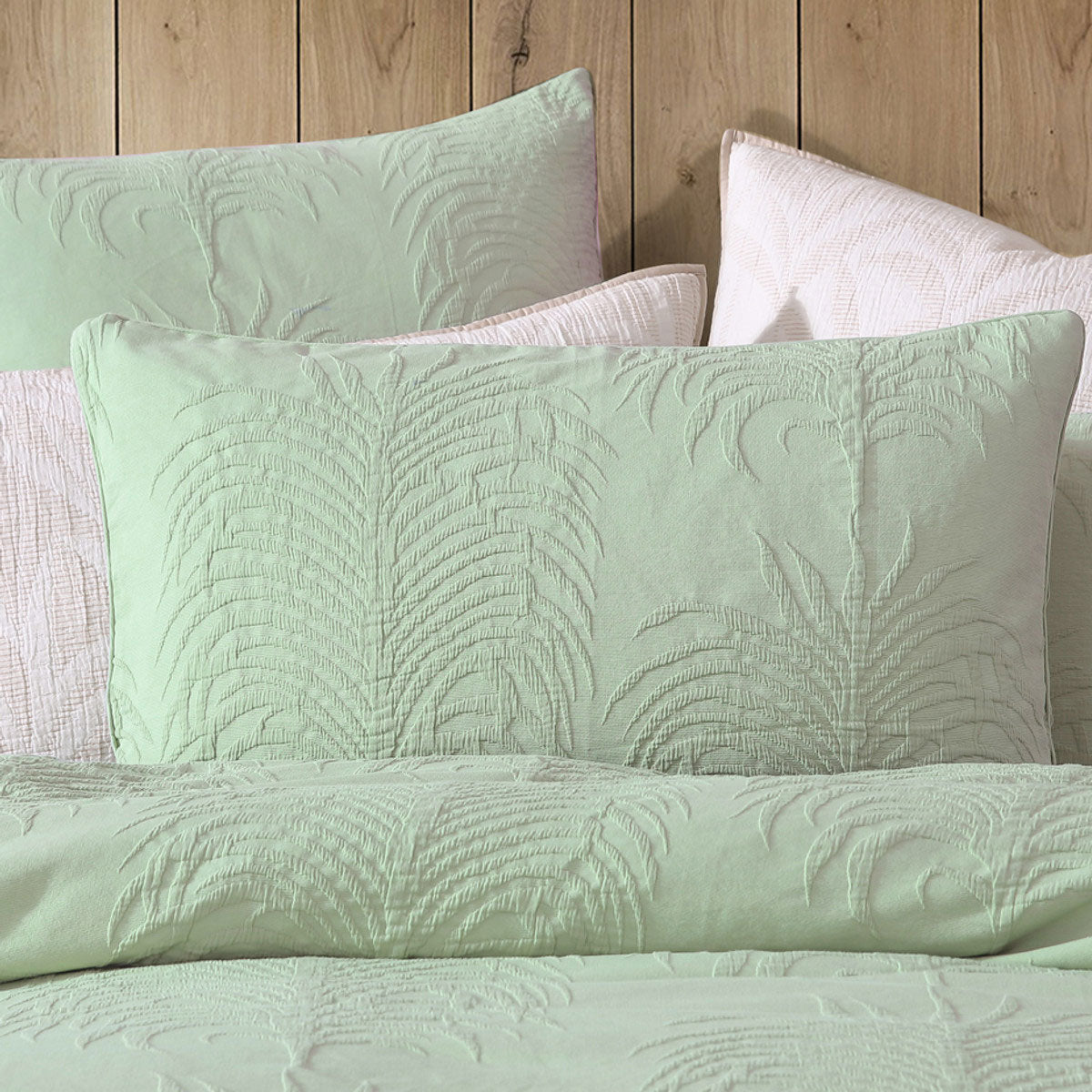 Platinum Collection Tropicana Sage Cotton Matelasse Quilt Cover Set King