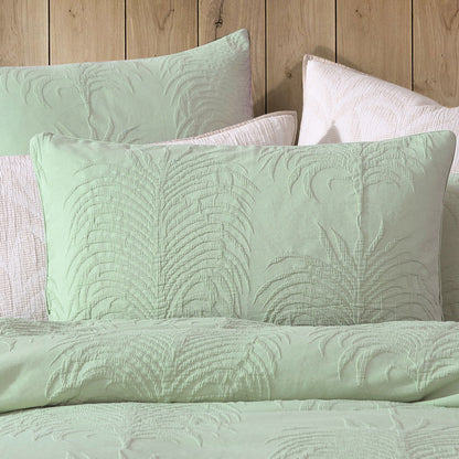 Platinum Collection Tropicana Sage Cotton Matelasse Quilt Cover Set King