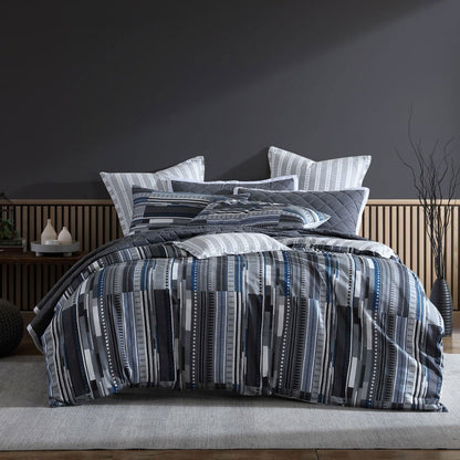 Logan & Mason Urban Stripe Charcoal 250TC 100% Cotton Sateen Quilt Cover Set King