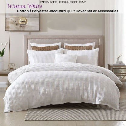 Private Collection Winton White Jacquard Quilt Cover Set Queen