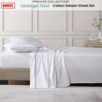 Private Collection 600TC Santiago Steel Cotton Sateen Sheet Set 50cm Wall King