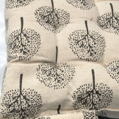 Lylac Homeware Tree of Life Set of 2 Cotton Chair Pads Dark Grey