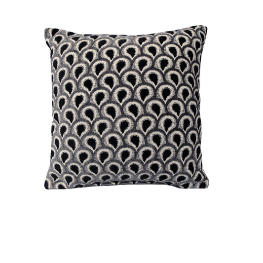 Rapee Peacock Texture Cushion Cover - Black 45 x 45 cm