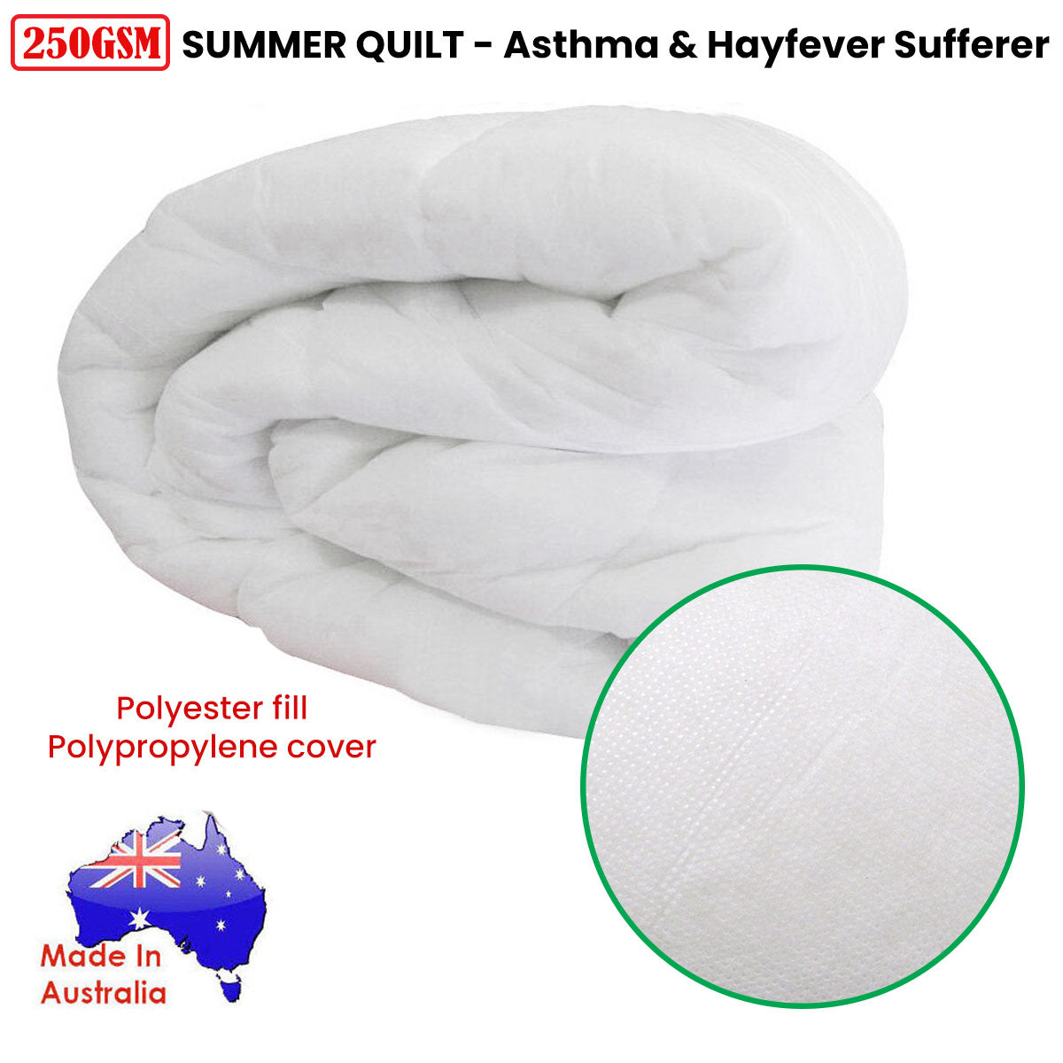 250GSM Australian Made Summer Quilt Single