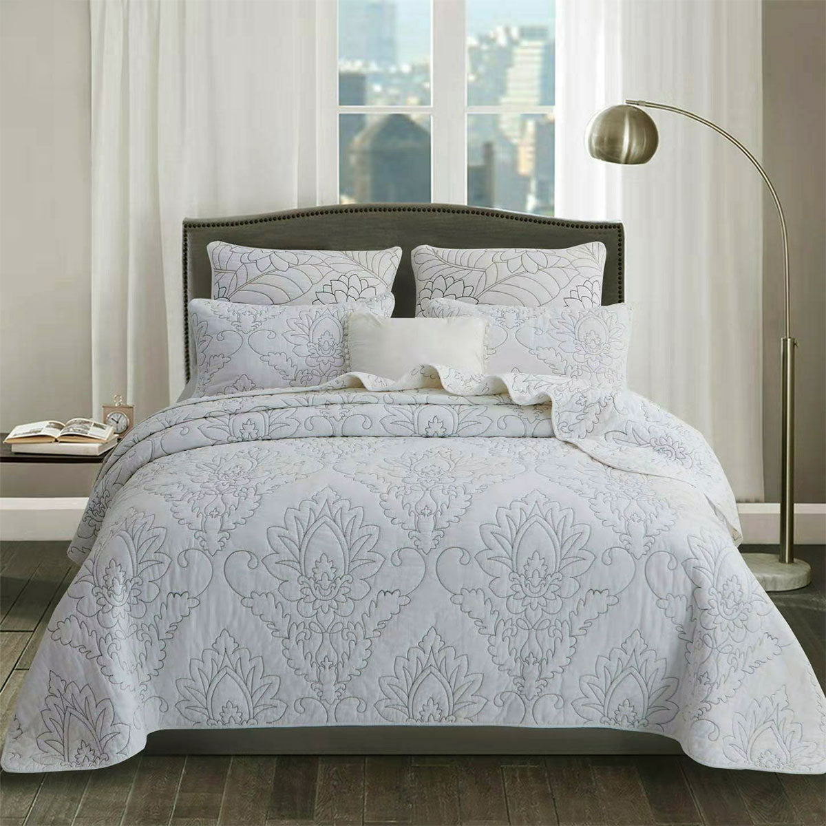 100% Cotton Coverlet Set Majestic White Queen