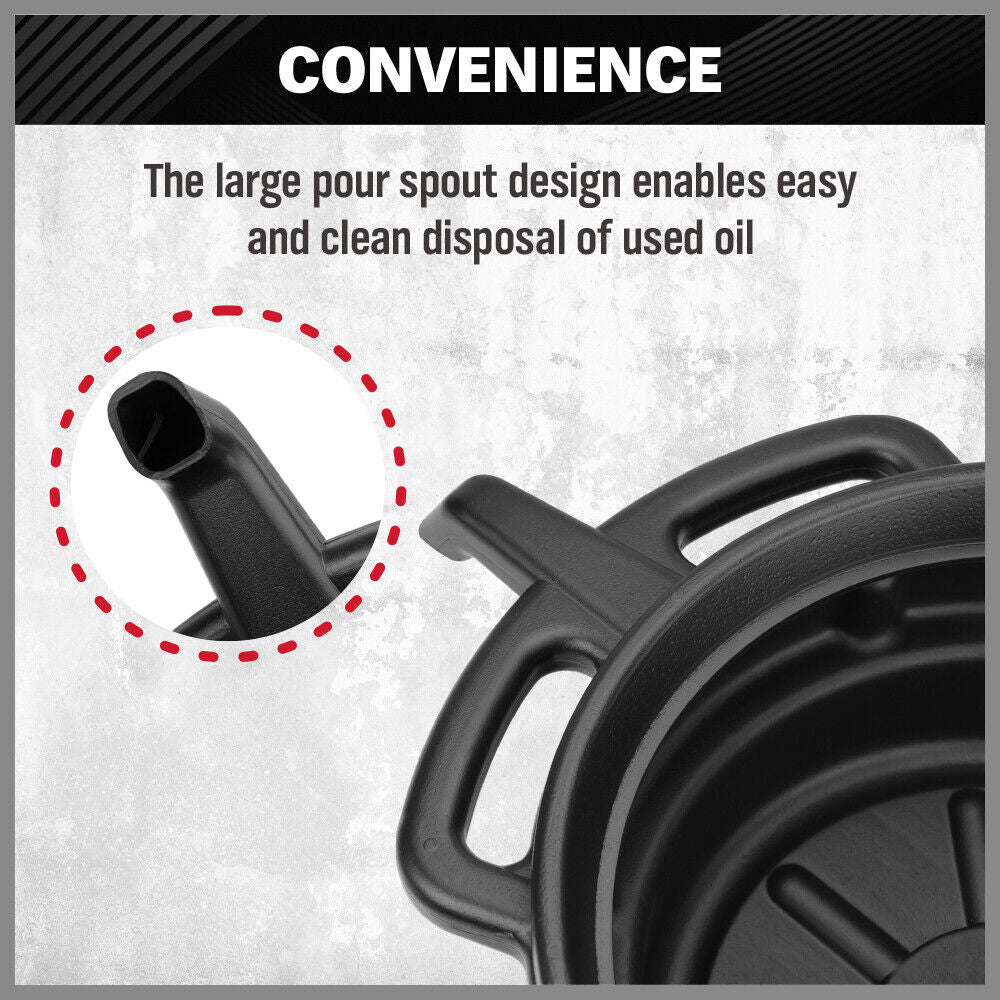 SEDY 15L Oil Change Pan Drain Tray Portable Dish Coolant Recovery Pan Black