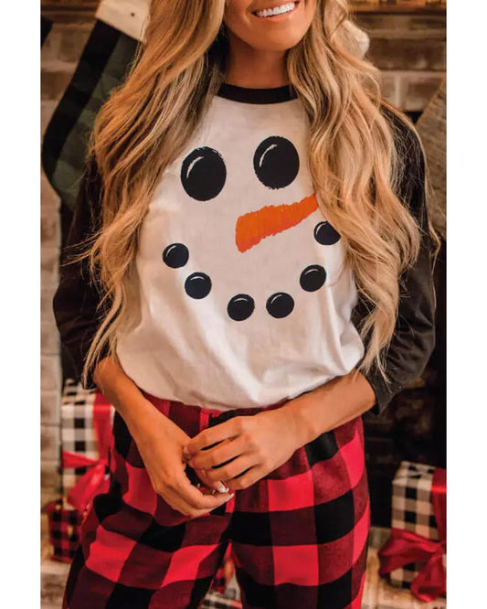 Azura Exchange Christmas Funny Face Print Color Block Top - S