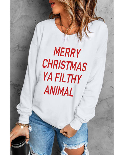 Azura Exchange Graphic Sweatshirt - Merry Christmas Ya Filthy Animal - L