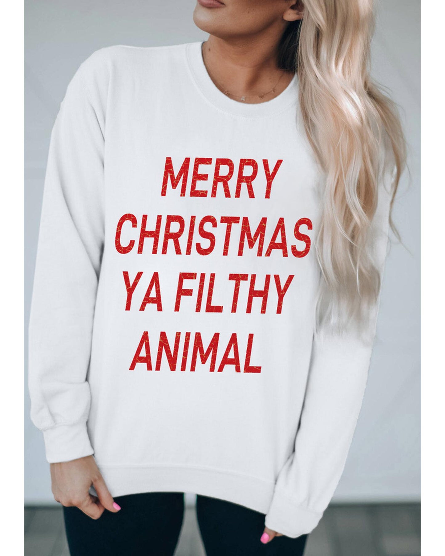 Azura Exchange Graphic Sweatshirt - Merry Christmas Ya Filthy Animal - L