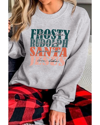 Azura Exchange Long Sleeve Sweatshirt with Frosty Rudolph and Santa Jesus - L