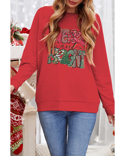 Azura Exchange Merry and Bright Xmas Tree Sweatshirt - L