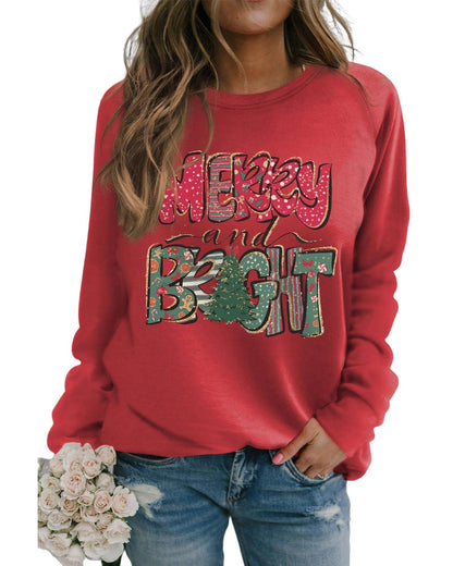 Azura Exchange Merry and Bright Xmas Tree Sweatshirt - L