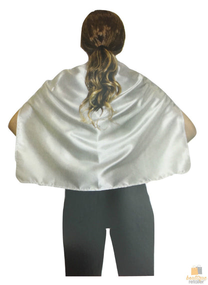 SHORT CAPE Kids Childrens Party Costume Vampire Coat School Team Colours - White