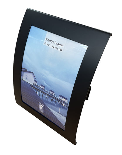 3x Curve Picture Photo Frame Curved Aluminium Portrait 10cm x 15cm (4"x6")  - Black