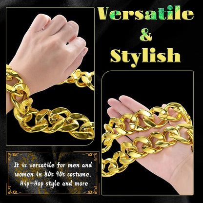 Adjustable Big Links Plastic Gold Color Chain Necklace Chunky Choker Party Costume Pimp