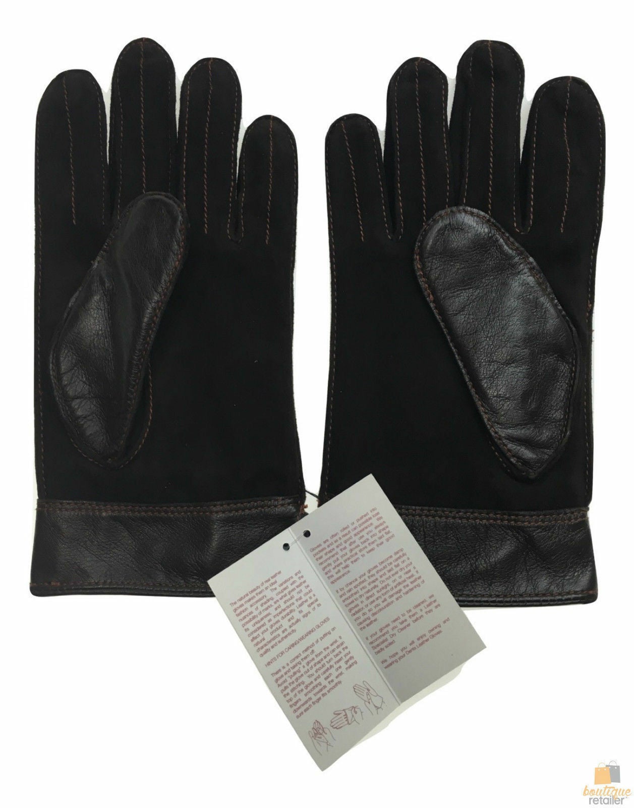 DENTS Sheepskin Leather Gloves with Detail Mens Warm Winter ML8043 - Brown - Small