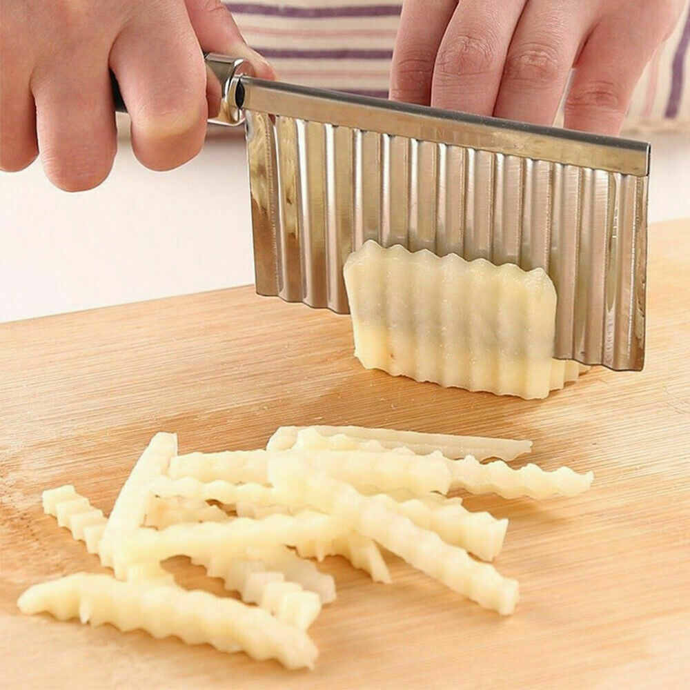 LARGE RIPPLE JELLY KNIFE Stainless Steel Blade Potato Crinkle Wavy Cutter Slicer