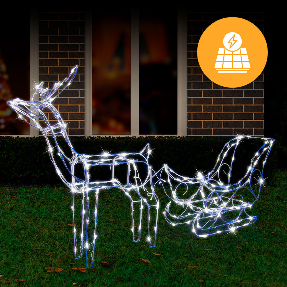 Solar LED Sleigh with Reindeer - 80 cm