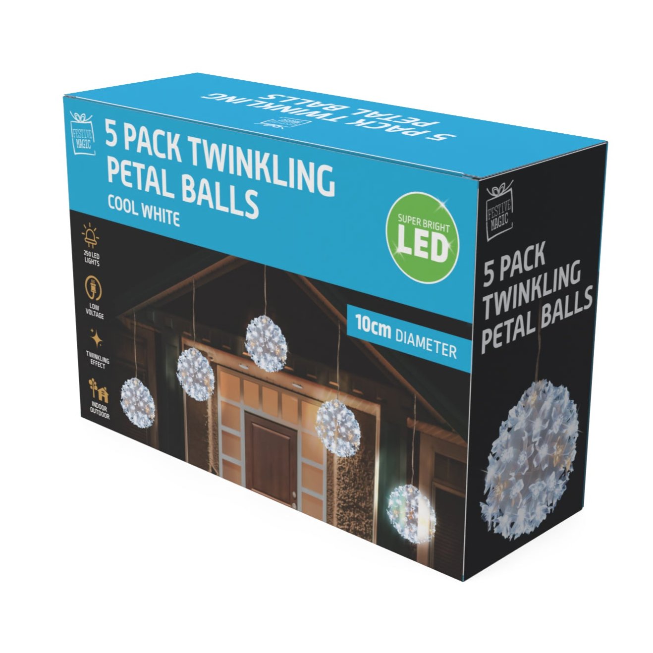 LED Twinkle Petal Balls 10cm 5-Pack Cool-Warm White or Multicolor - Multicolor