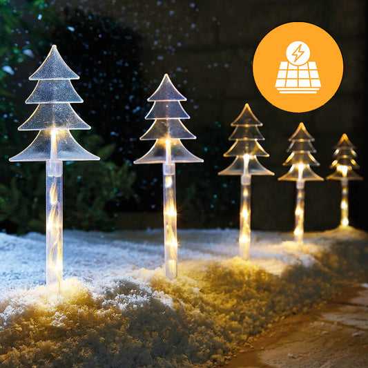 Solar Tree Shape Path Lights – 5 Pack, 38cm available in 2 Colors - Multicolor