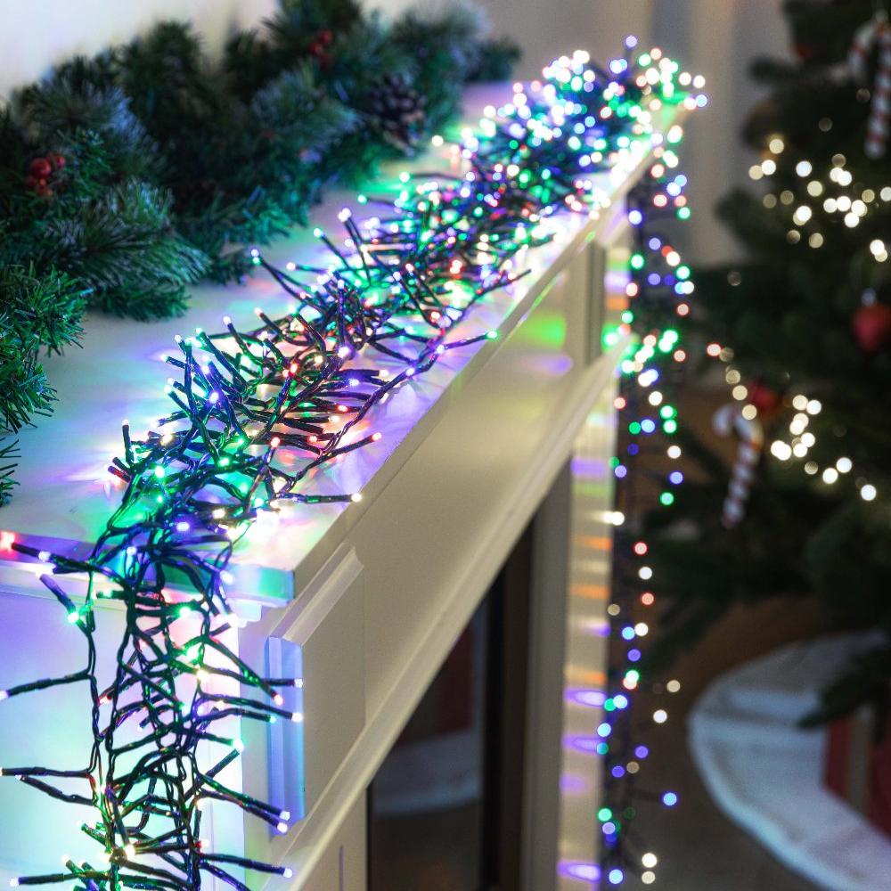 Battery Operated LED Cluster Lights – 200 LEDs, Multicolor or Warm White - Warm White