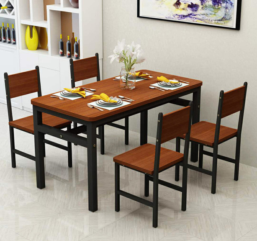 NNECN Wood & Steel Dining Set (Oak & Black)